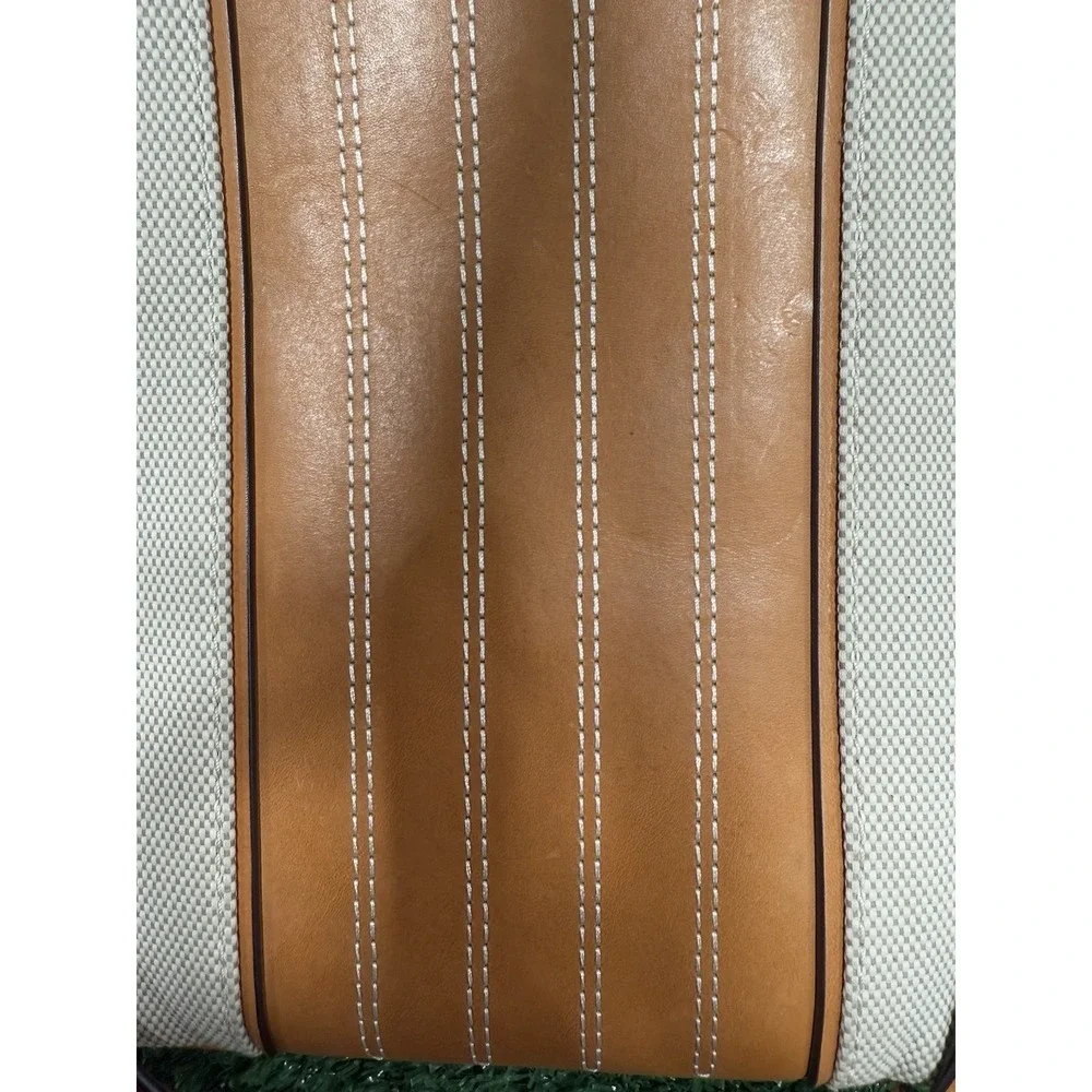Tory Burch Moto Crossbody Bag Canvas Leather Beige Women's Shoulder Bag